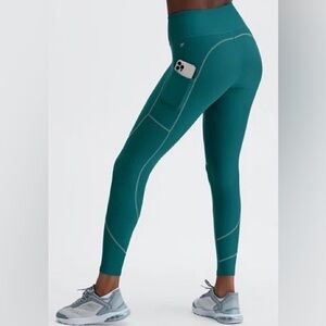 FABLETICS Thermaflex Cold Weather Leggings XXL NWT Teal Reflective Pockets 28"